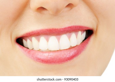 Healthy Woman Teeth And Smile. Close Up