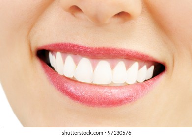 Healthy Woman Teeth And Smile. Close Up