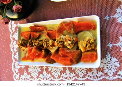 Healty Cooked Yellow Squash, Sesame Butter,walnut 