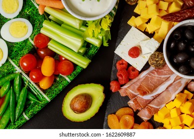 Healty Party Appetizer, Cold Buffet, Deli With Veggie Platter.