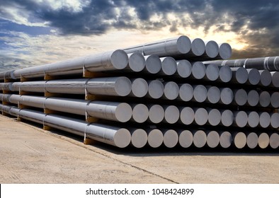Heap of aluminium bar in aluminum profiles factory - Shutterstock ID 1048424899