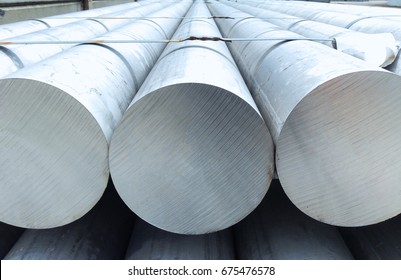 Heap of aluminium bar in aluminum profiles factory