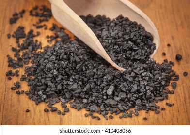 heap of black hawaiian lava salt