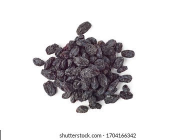 Heap Of Black Raisins On White