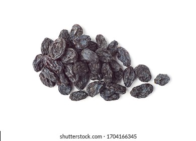 Heap Of Black Raisins On White