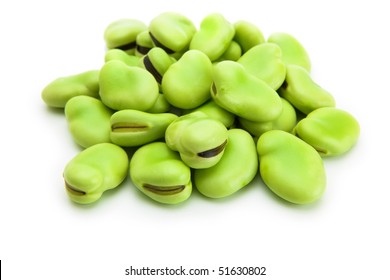 A Heap Of Broad Beans Isolated On White