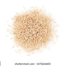 Heap Of Brown Rice Isolated On White Background