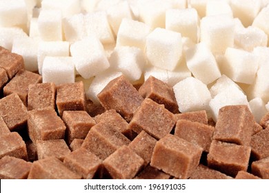 Heap Of Brown And White Refined Sugar As Background 