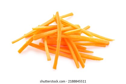 Heap Of Chopped Carrots Isolated On White Background