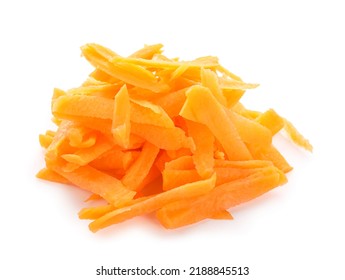 Heap Of Chopped Carrots Isolated On White Background