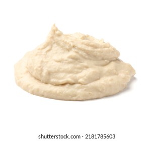 Heap of classic tasty hummus isolated on white - Shutterstock ID 2181785603