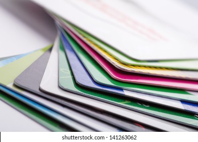 Heap of colorful credit cards - Shutterstock ID 141263062