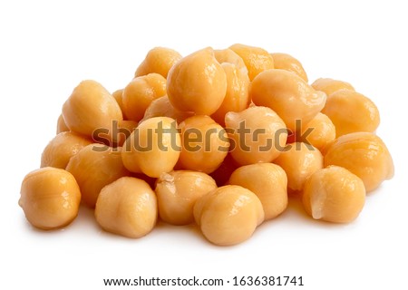 A heap of Cooked chick peas isolated on white.