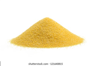 heap of cornmeal isolated on white background