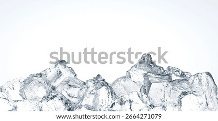 A heap of crushed random shape ice cubes, isolated on a white background.