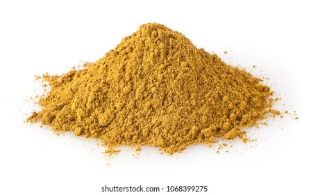 Heap Of Curry Powder Isolated On White Background