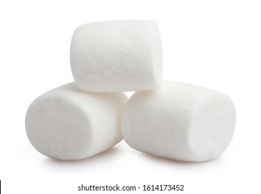 Heap of delicious marshmallows, isolated on white background