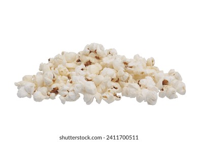 Heap of delicious popcorn on white background