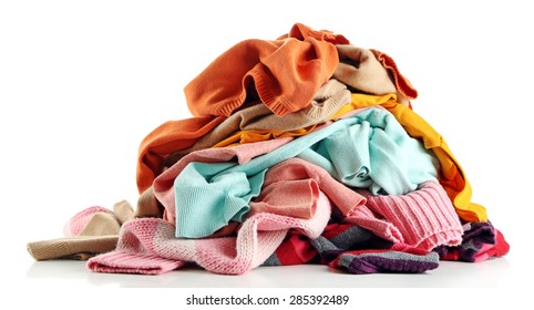 Heap Of Different Clothes, Isolated On White