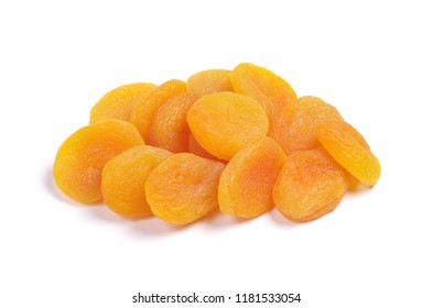 Heap of dried apricots on white background close up - Shutterstock ID 1181533054