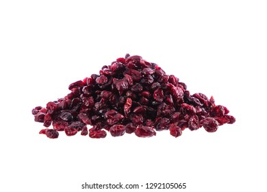 Heap Of Dried Cranberries Isolated On White Background.