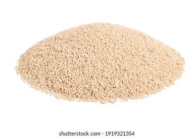 A Heap Of Dry Baking (Bakers) Fast Acting Yeast Granules. Isolated On White.