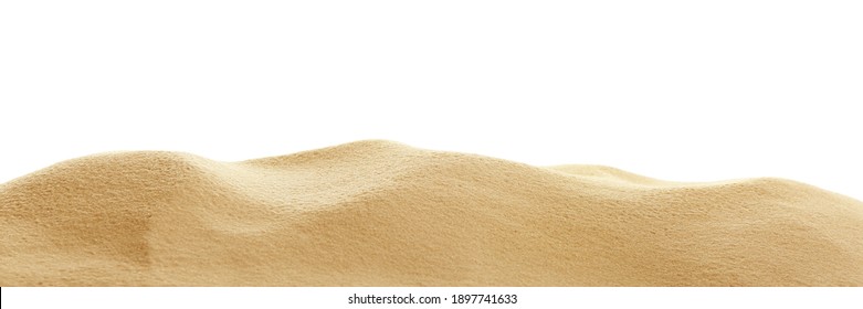 Heap of dry beach sand on white background