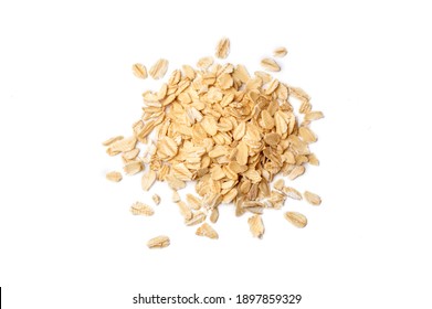 Heap Of Dry Rolled Oats Isolated 