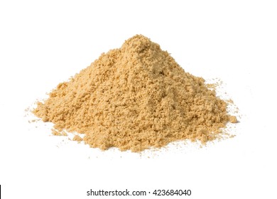 Heap Of Ginger Powder Isolated On White Background.