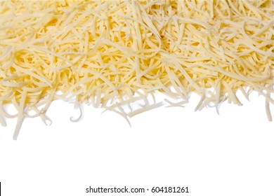 Heap Of Grated Cheese Isolated On A White Background