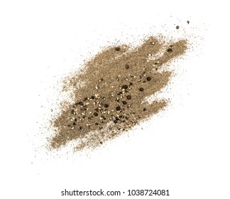 Heap of Ground Black Pepper Isolated on White Top View. Spice Looks like Scattered Sand Flat Lay and Top View - Shutterstock ID 1038724081
