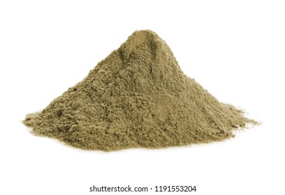 Heap Of Hemp Protein Powder On White Background