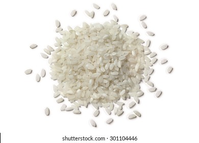 Heap of Japanese sushi rice isolated on white background