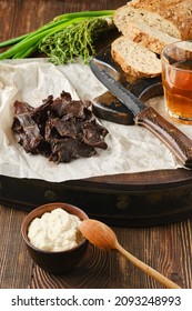 Heap Of Jerky Venison As A Snack