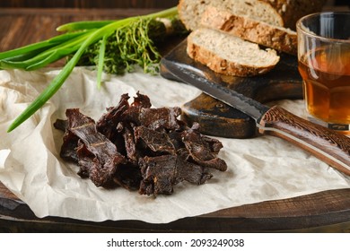 Heap Of Jerky Venison As A Snack