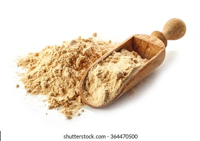 heap of maca powder isolated on white background