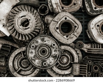 Heap of mechanical components of car and motor parts