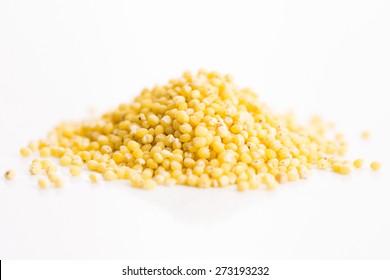 Heap Of Millet Groats On White