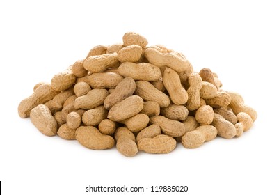 a heap of monkey nuts isolated on a white background