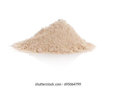 Heap Of Oat Flour On White Background