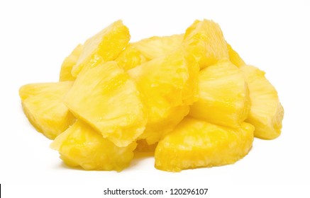 Heap Of Pineapple Chunks Isolated On White