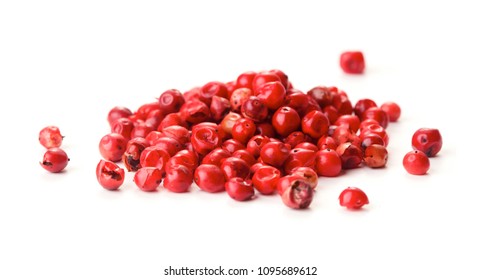 Heap Of Pink Peppercorn Isolated On White Background