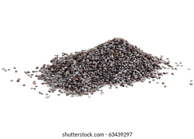 Heap Of Poppy Seeds On White Background