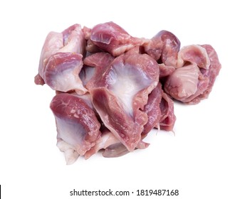 Heap Of Raw Poultry Stomachs Isolated On White Background