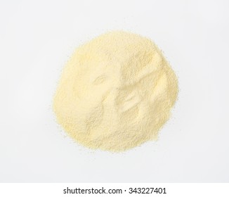 Heap Of Raw Semolina On White Background