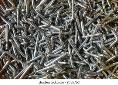 Heap of screws in close up