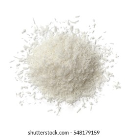 Heap Of Shredded Coconut Meat On White Background