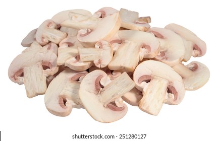 Heap Of Sliced Mushrooms On A White Background 