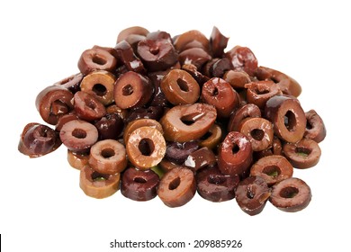 Heap Of Sliced Olives On White