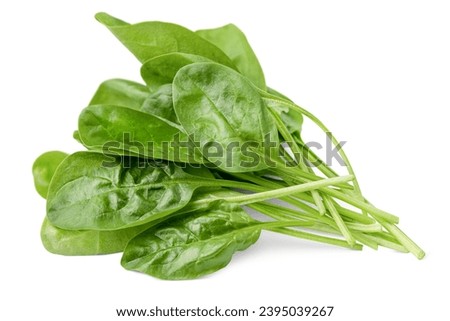 heap of spinach leaves, isolated on white background